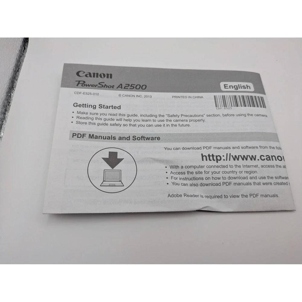 Canon PowerShot A2500 Digital Camera Box and Pictured Manuals‎ ONLY- NO CAMERA